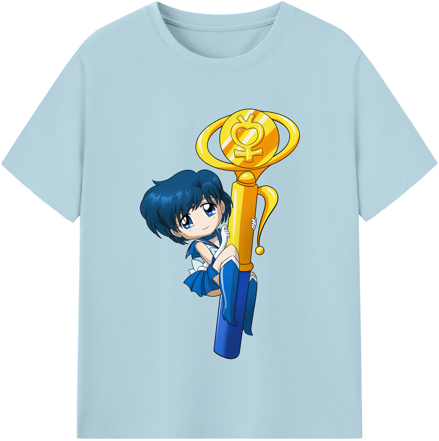 （画像用） 美少女戦士セーラームーン 水野 亜美 みずの あみ Sailor Moon Mizuno Ami 綿100％半袖Tシャツ（フロントプリント）